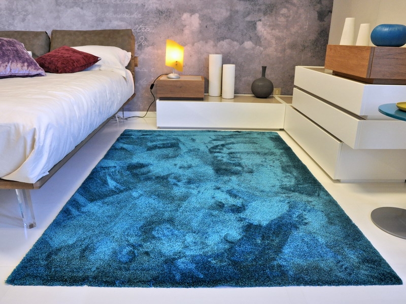 Sanwood Point Turchese Bianco Blu tappeto tappetino da bagno 60x90cm. 
